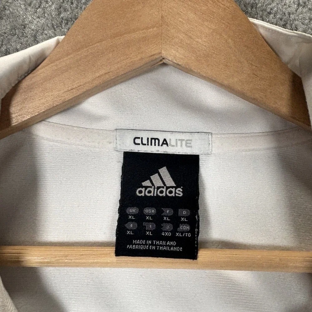Adidas Track Jacket Mens XL Full Zip White Green Striped Climalite Soccer Y2K